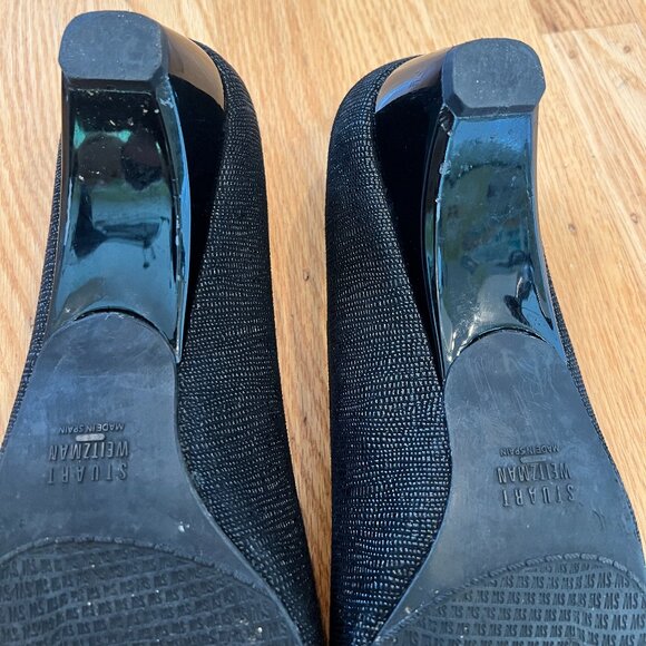 ~Stuart Weitzman~ Black Patent Leather Peep Toe Flats Size 11 - Picture 8 of 11